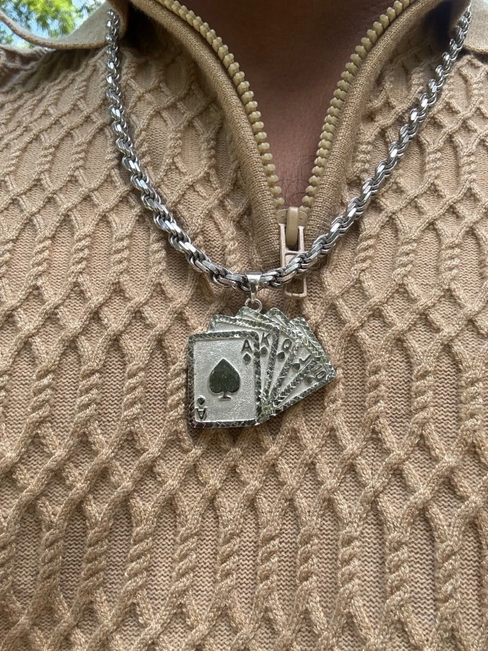 925 Sterling Silver Poker Pendant